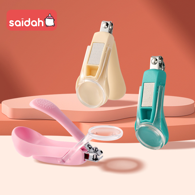 Caquelas de uñas de acero de carbono recién nacido anti-clip con vidrio lupa y almohadilla de pulido