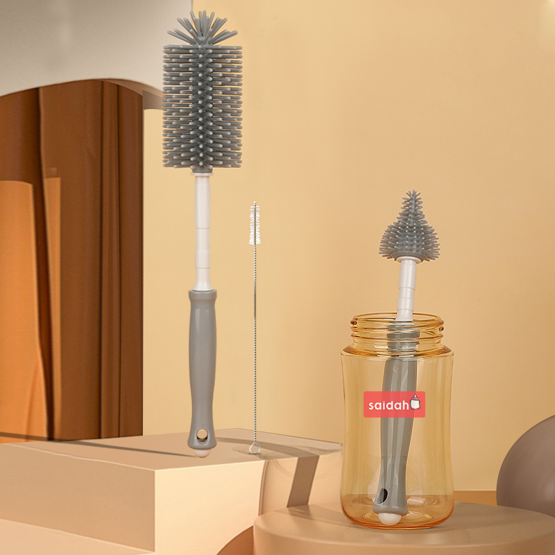 Cepillos de botella de alimentación de leche de silicona 3 en 1 