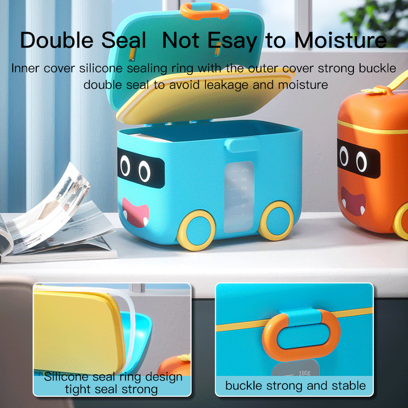 Almacenamiento de alimentos para bebés de silicona a prueba de fugas y carro de juguete