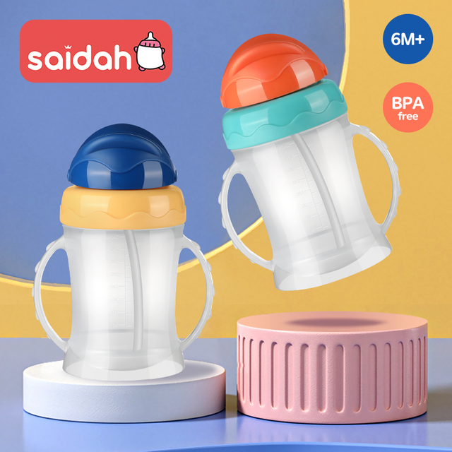 Copa para bebés para bebés sin deslizamiento con paja de silicona