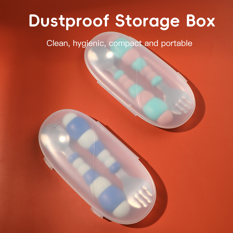 Set de horquilla de cuchara para bebés eco con mango curvo anti-deslizamiento