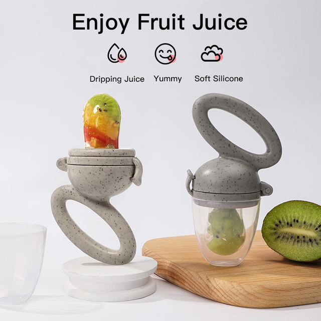 Silicona de tiburón alimentador de frutas para bebés | Silicona líquida de grado alimenticio sin BPA | Mesh Pouch para la autoimenación segura | Alivio y nutrición inicial