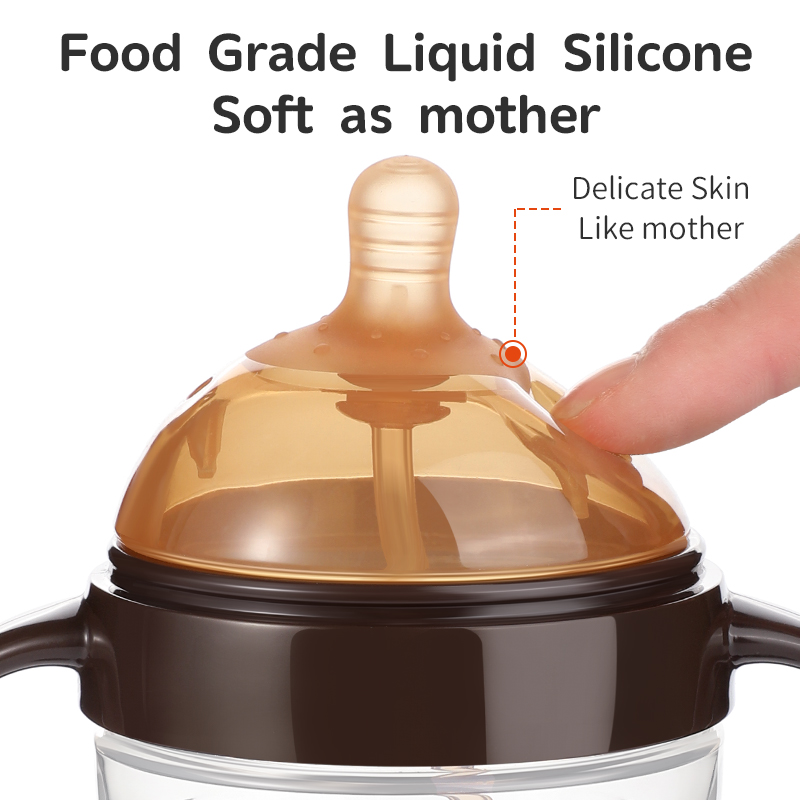 Biberón de cuello ancho con sensación natural y respiraderos duales