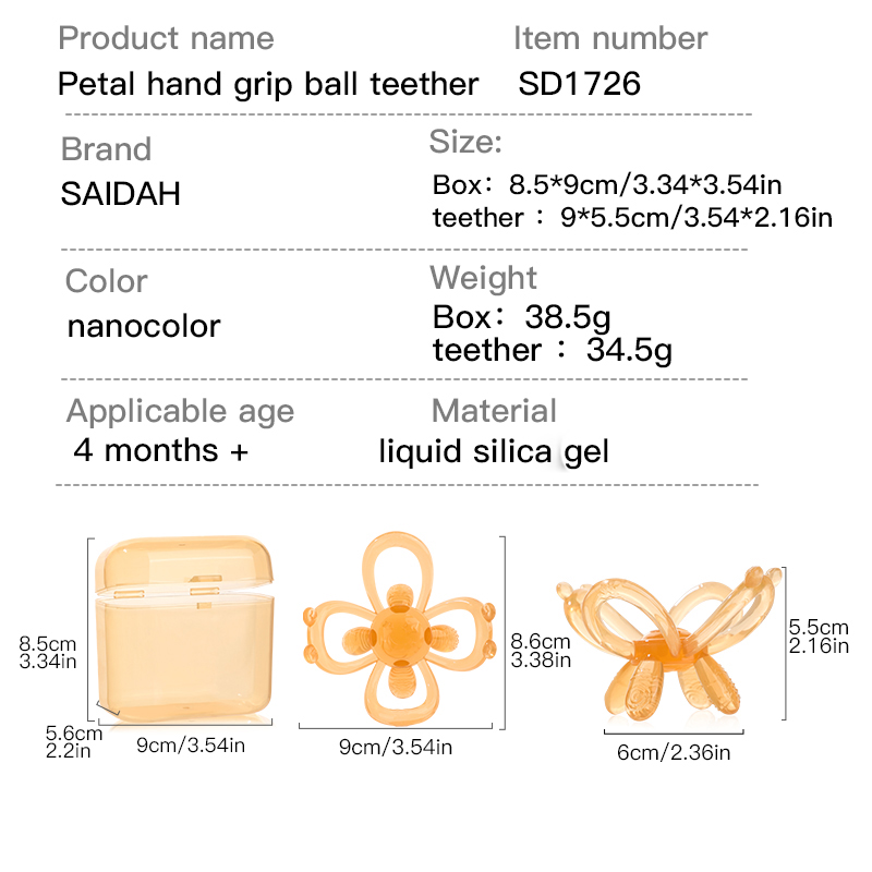Bola de dentición suave natural: juguete sensorial para alivio infantil