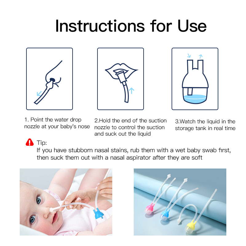 Aspirador nasal de bebé antirreflux higiénico suave con silicona