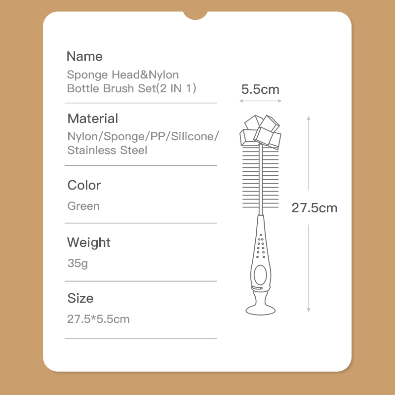 Innovador juego de botellas de esponja de nylon 2-en-1 con taza de succión