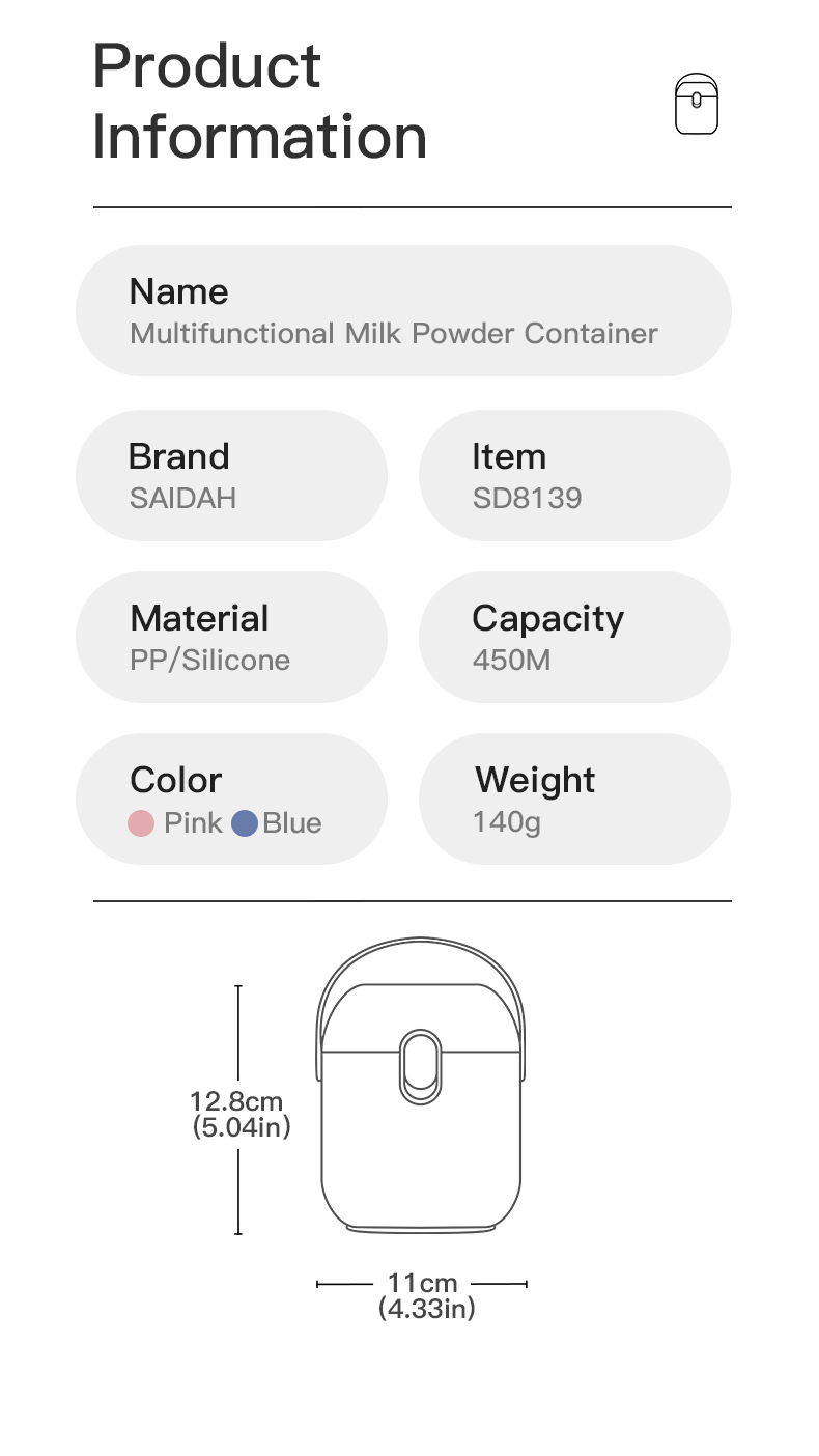 Recipiente de leche en polvo