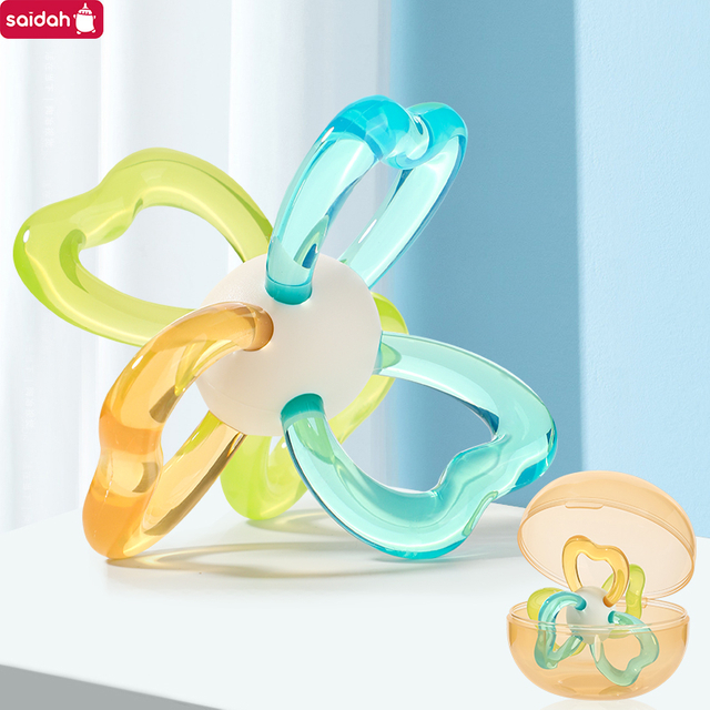 Bola de teether sensorial de pétalos calmante-Toy de masticación infantil sin BPA de agarre fácil