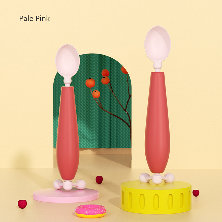 Gravity Balance Anti-Sparill Baby Spoon-Cuchara autogotadora de silicona sin BPA con detección de temperatura (6m+)