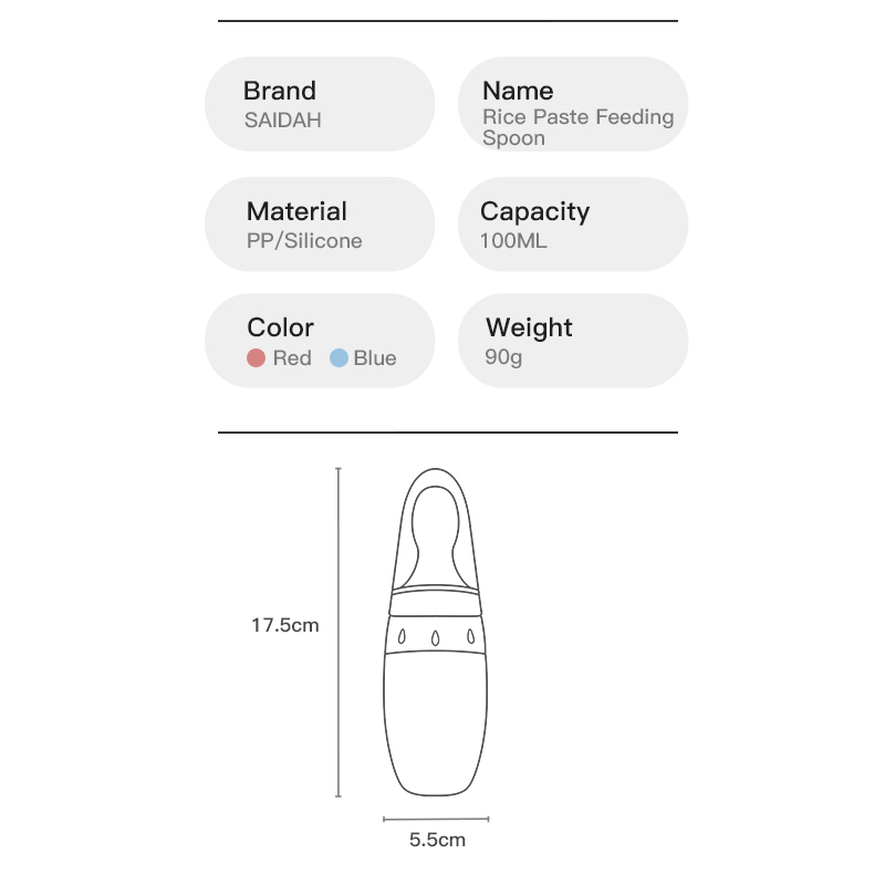 Alimentador de pasta de arroz de silicona líquida de 3oz/100 ml con cuchara dispensadora