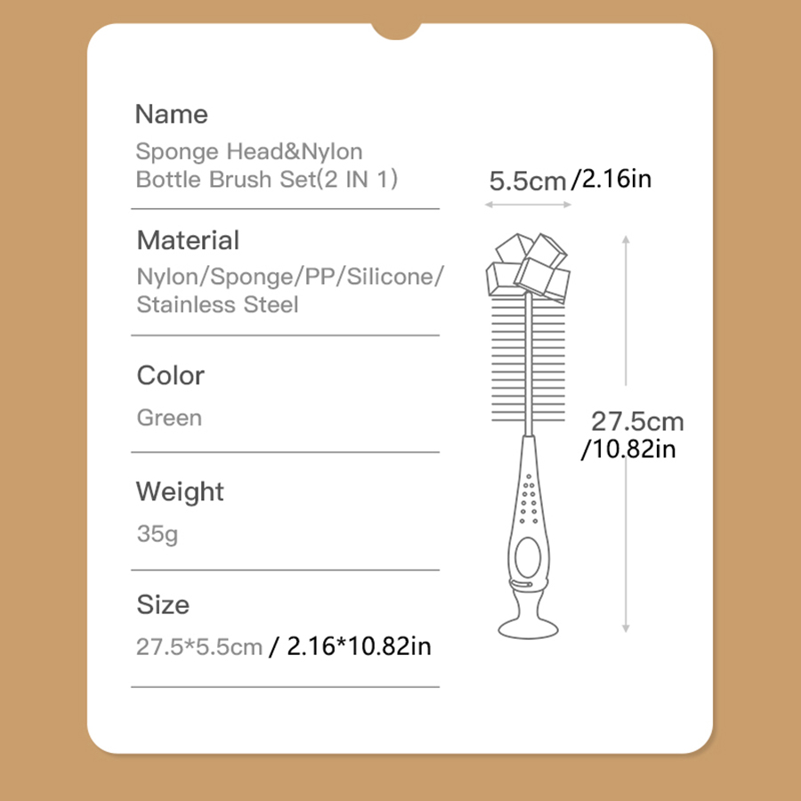 [Nylon | Esponja] nylon | Cepillo de esponja con taza de succión, juego de pincel de chupete de botella de alimentación