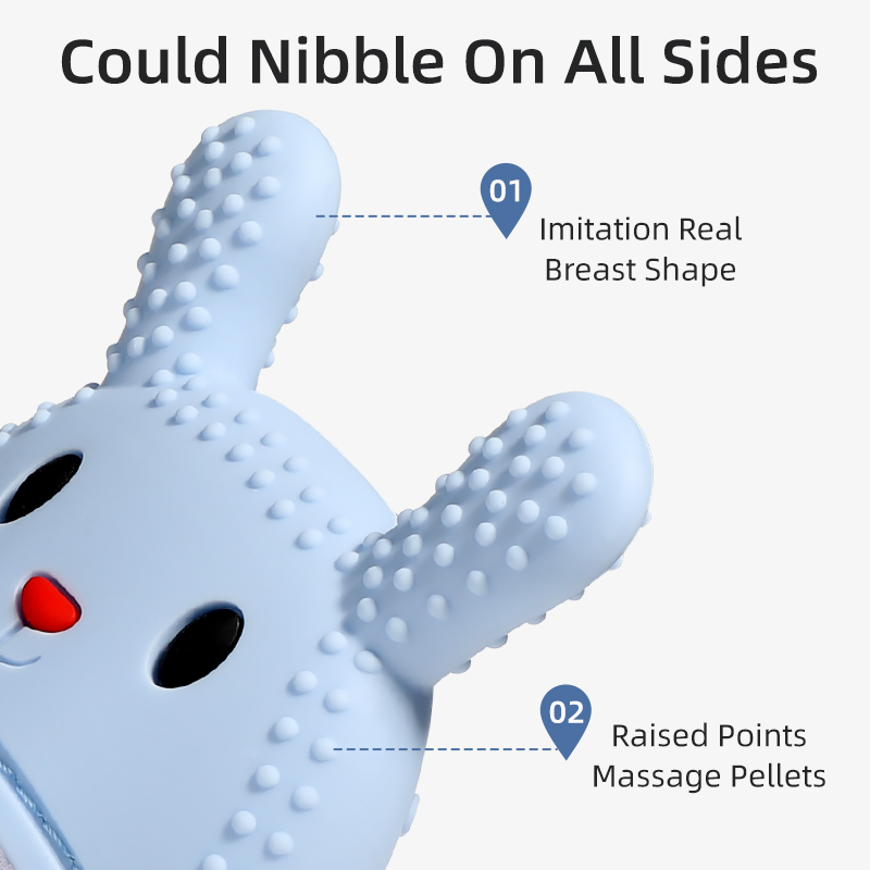 Mittens para bebés. Guantes de silicona de grado alimenticio de silicona | Juguete de diseño infantil de diseño de conejo suave y calmante