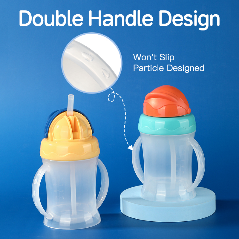 Copa para bebés para bebés sin deslizamiento con paja de silicona