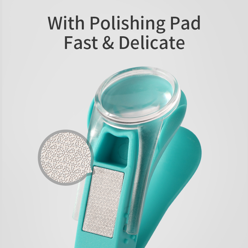 Caquelas de uñas de acero de carbono recién nacido anti-clip con vidrio lupa y almohadilla de pulido