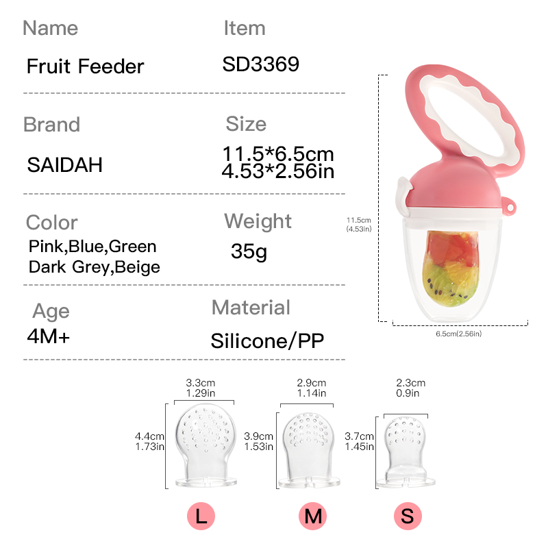 Silicona de tiburón alimentador de frutas para bebés | Silicona líquida de grado alimenticio sin BPA | Mesh Pouch para la autoimenación segura | Alivio y nutrición inicial