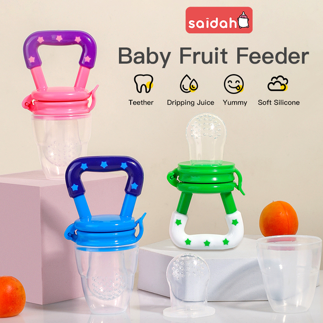 Star Silicone Baby Feeder & Teether - Pacificador de fruta libre de BPA para alivio de la dentición + juguete de masticación suave