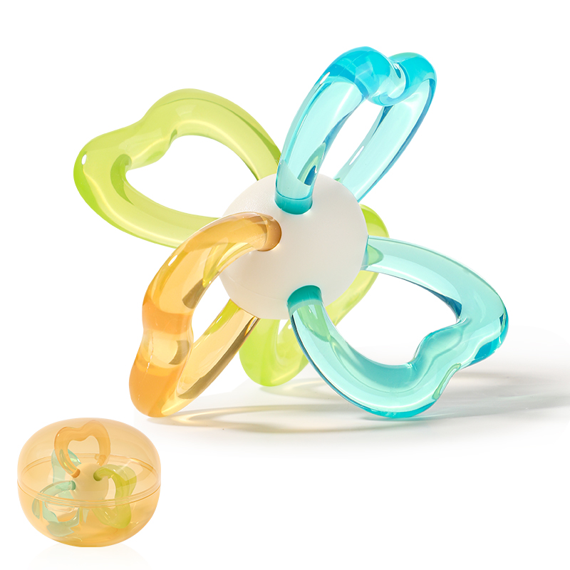 Bola de teether sensorial de pétalos calmante-Toy de masticación infantil sin BPA de agarre fácil