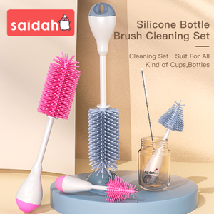 Cepillos de botella de alimentación de leche de silicona 3 en 1 