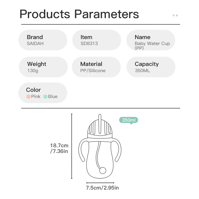 Copa de entrenamiento para bebés sin BPA ecológica con válvula anti-queso